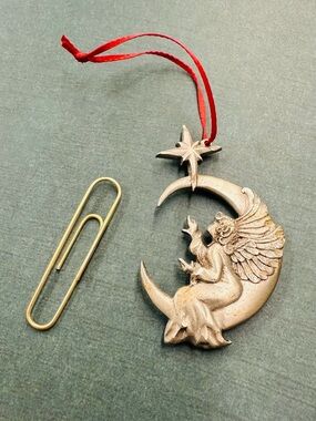 Rawcliffe Pewter Vintage 1995 Star Moon Angel Ornament B10